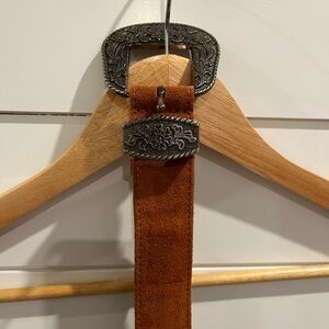 Free People Cognac Cowboy Western Suede Belt Size Small/Medium